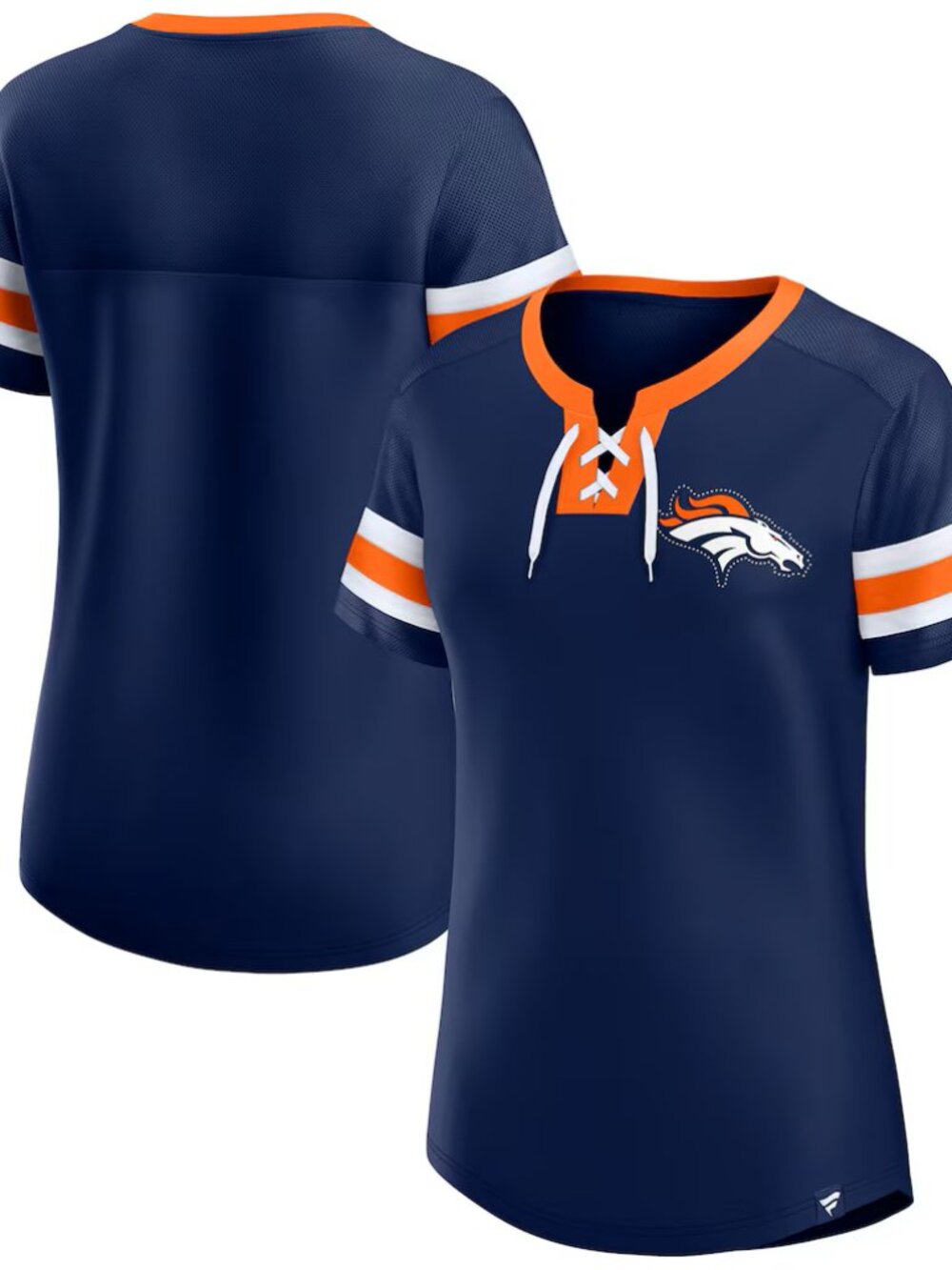 Fanatics Women's NFL Denver Broncos Bling Athena Jersey Style Lace-up T-Shirt